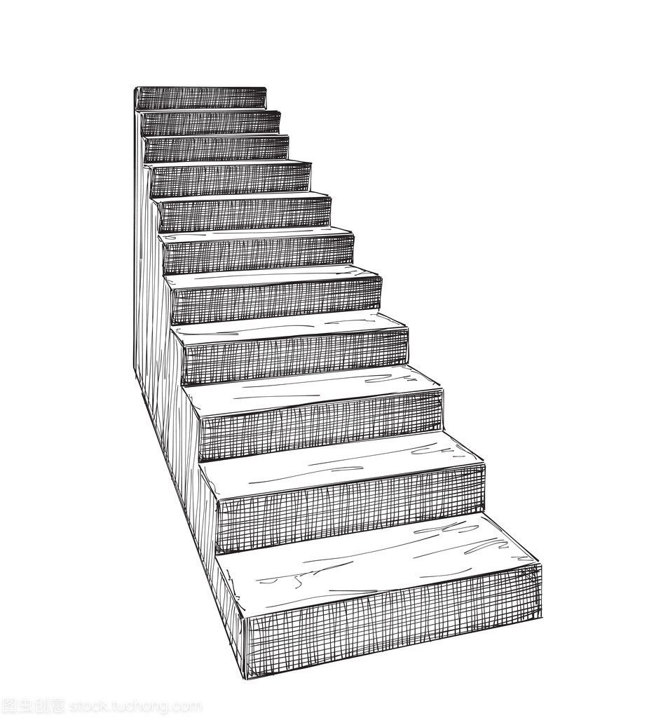 手繪制的樓梯素描